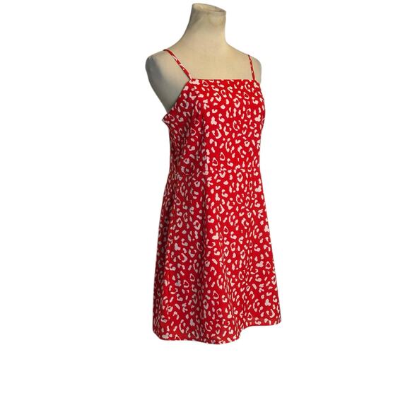 Aqua red white animal print summer mini dress size Small - Picture 15 of 15